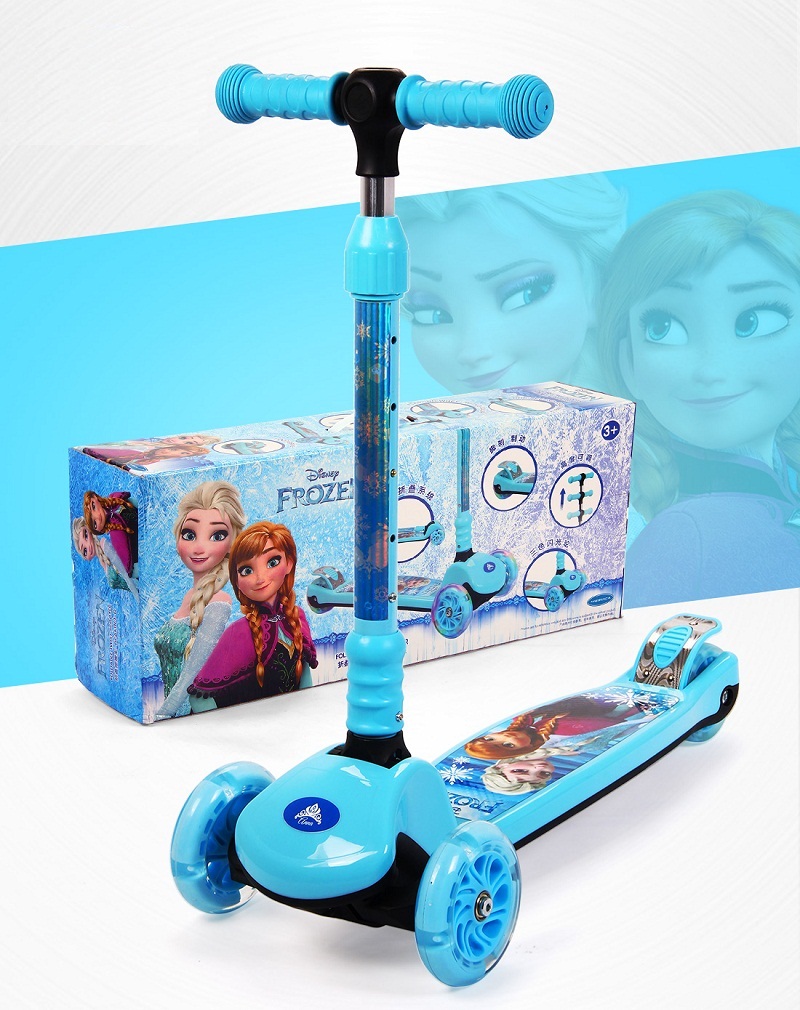 Самокат детский Disney Frozen  (3 колеса светящиеся колеса, складывающийся)