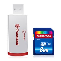   8 Transcend TS8GSDHC6-P2 SecureDigital Card HC Class6 +  USB