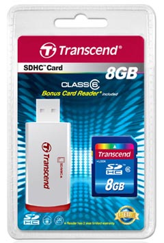   8 Transcend TS8GSDHC6-P2 SecureDigital Card HC Class6 +  USB